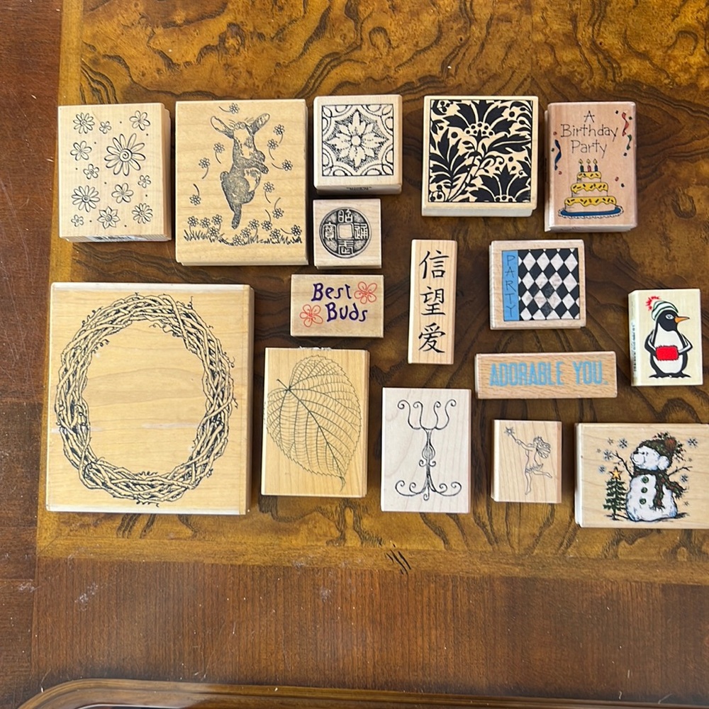 Set of 16 Rubber Stamps Assortment